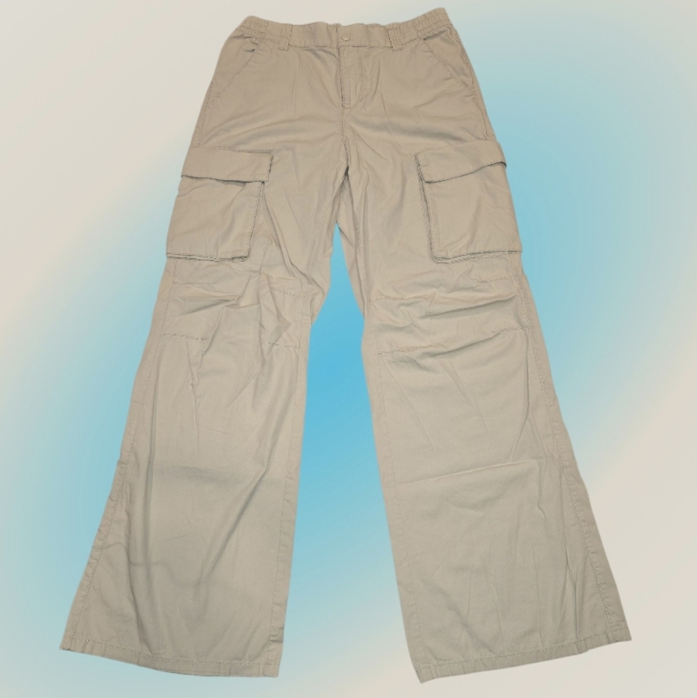 H&M Women's Wide Leg Khaki Cargo Pants